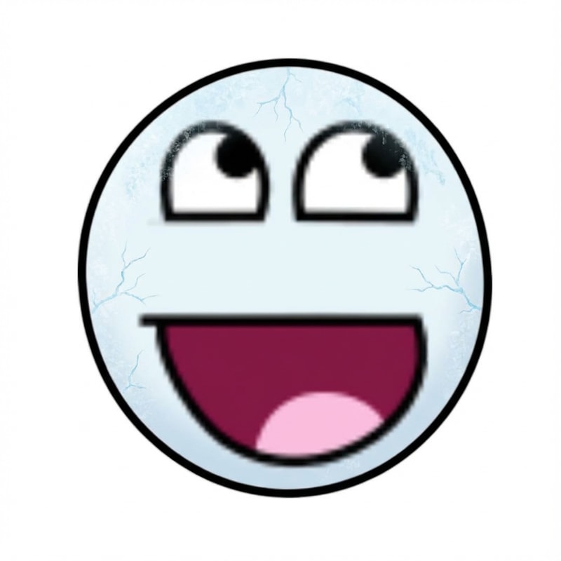 Add subtle frostbite effects to the face only. Keep the exact same face shape, eyes, mouth, proportions, line thickness, and background. Do not move, resize, or redesign any elements. Only add minimal icy texture and light blue frost cracks on the cheeks and forehead. Slightly cool the face color tone. No glow, no extra shading, no new details, no background changes. DO NOT ADD A CIRCULAR BORDER