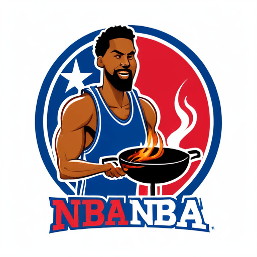 Professional logo design. An nba style logo of A man grilling <lora:sdxlbase20:1>