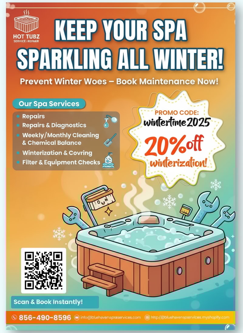 I’m launching a direct-mail campaign and need a single, fun and vibrant flyer that convinces homeowners to book our hot tub, spa repair, and—most importantly—ongoing maintenance services.

What absolutely must appear:
• A bold headline focused on maintenance.
• The promo code “wintertime2025” with a clear “20 % off winterization” call-out.
• A concise snapshot of our services.
• Easy-to-spot contact details (phone, email, web, or QR—whatever presents best).

I’m wide open on color choices, so feel free to explore palettes that shout energy and warmth while keeping text readable. Icons, playful illustrations, or clever layouts are welcome as long as they steer the eye toward the discount and our maintenance offer.

Keep the scope simple: one postcard-sized or letter-sized flyer ready for print and digital use. I’ll award the prize to the concept that grabs attention fast, feels on-brand, and nudges readers to book before winter hits.

Deliverables for the winner:
– High-resolution, print-ready PDF (CMYK)
– Editable source file (AI, PSD, or InDesign)

Show me your best splash of creativity and let’s keep spas sparkling all winter!

Attached is our logo. Attached is some ideas of different flyers. I found online as well as our contact information is below.


All our package pricing is on our website.