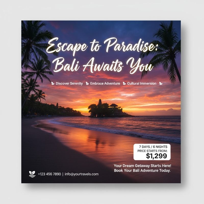 You design me a creative social media traveling poster Design . Design my social media poster with beautiful headlines. I will give these designs to the client. So the designs have to be unique.