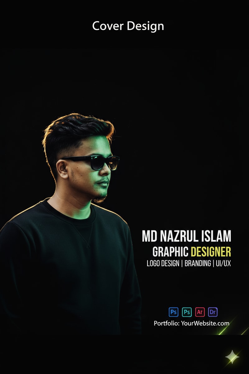Hello ai, my name is MD Nazrul Islam. I am a professional graphic designer. I want to make a Facebook cover design. So please give me good content to make a Facebook cover design and design it for me. And this cover will promote my ID. My Facebook cover size is 851 pixels*360 pixels
