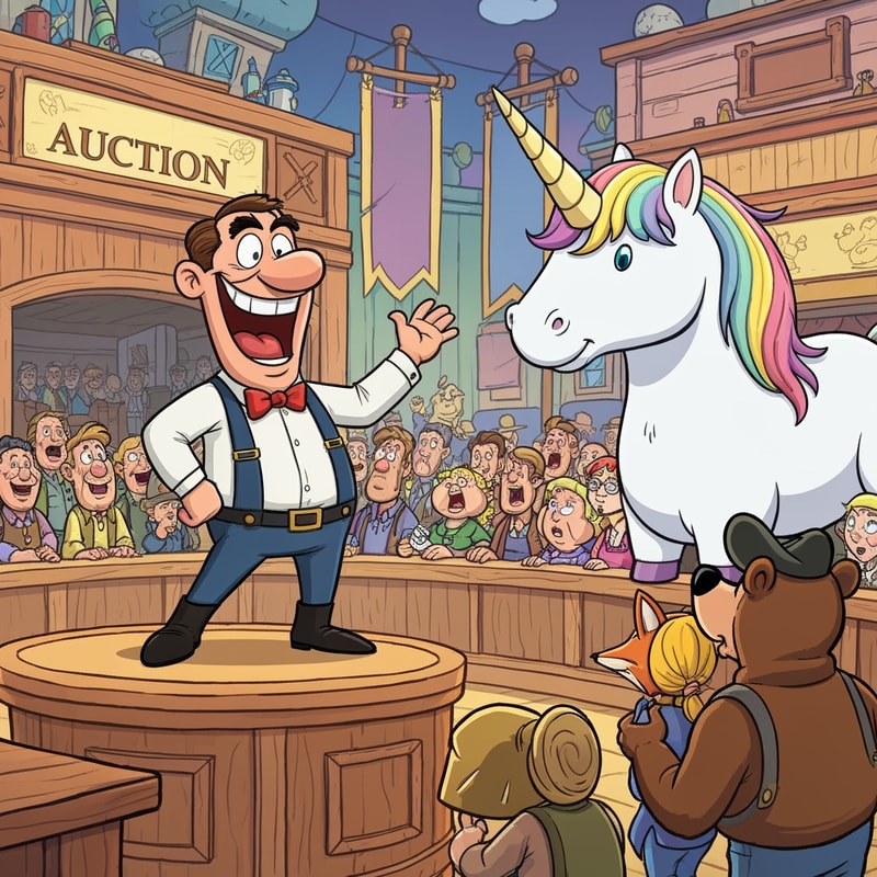 design an auction image naything resmebling an auction cartoon image