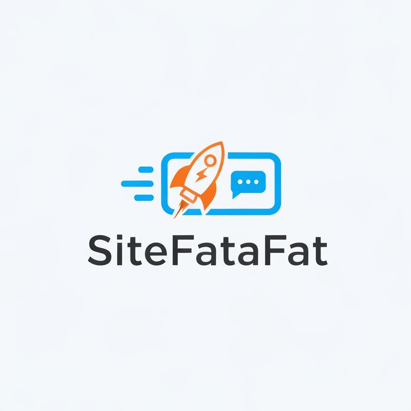 Create a clean, modern logo for “SiteFataFat” — a platform that instantly builds websites from simple English prompts. The logo should feel fast, smart, and approachable. Use vibrant yet professional colors (like electric blue, orange, or teal). Include an icon that represents speed or simplicity — such as a lightning bolt, rocket, or chat bubble. The style should be minimal, tech-friendly, and suitable for both app and website use.