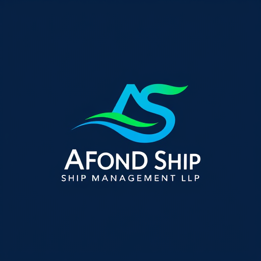 Professional logo design. "An abstract logo for 'Afond Ship Management LLP' that visually represents both the shipping industry and the act of recruitment. The design could feature dynamic, fluid lines that suggest both waves and a journey or career path. Integrate the letters 'A' and 'S' from the company name into the abstract shape. The color scheme should be vibrant blues and greens to represent the ocean and growth."
