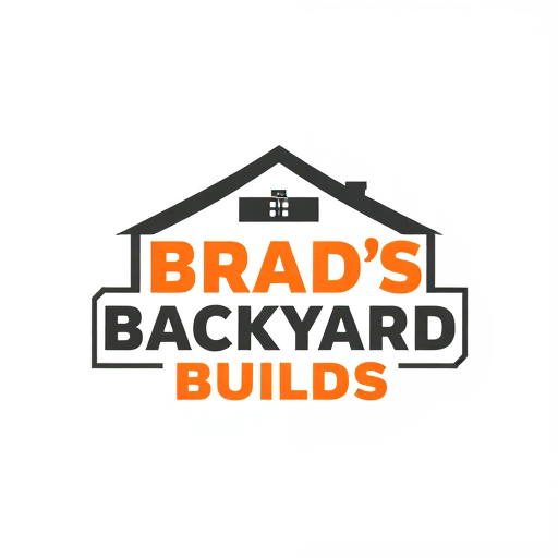 Professional logo design. Create a modern and slightly masculine idiogram logo for 'Brad's Backyard Builds', a company that assembles high-end kids' play equipment such as monkey bars, trampolines, and swing sets. Use a color palette based on reds and oranges. The logo should look modern, literal, and sophisticated, appealing to wealthy, time-poor parents. Incorporate elements that subtly suggest play equipment, construction, or backyard fun, but keep the design clean, geometric, and professional, suitable for a premium brand. Avoid overly playful or childish styles; focus on a trustworthy and high-quality appearance.