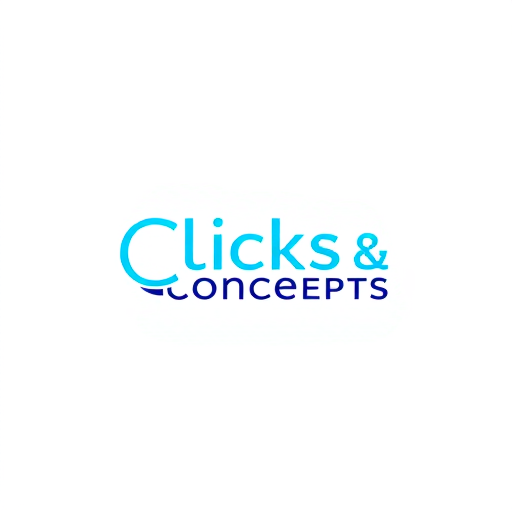 Professional logo design. Act as a highly experienced graphic designer with 25 years of expertise in creating logos for startups. Design a logo for 'Clicks & Concepts,' an event management company specializing in private birthdays, corporate events, and photoshoots. The logo should combine a Wordmark and logo mark to reflect the startup's dynamic identity. Use sky blue as the primary color, and suggest a complementary color combination that works well with it. Focus on a vibrant color palette that appeals to younger audiences. The design should balance playfulness with professionalism to resonate with both corporate and private clients.