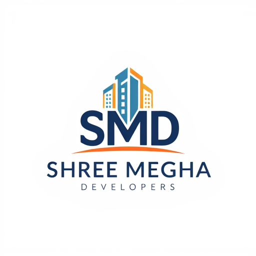 Professional logo design. Generate a monogram with letters SMD. Incorporate the letters to form a building and something like open plots. The logo is for a Real estate company called Shree Megha Developers