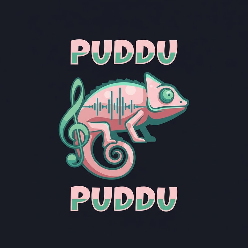 questo è perfetto ma ho bisogno che lo sfondo sia scuro in più devi aggiungere la scritta PUDDU e devi utilizzare i colori che sono compresi nella palette del rosa chiaro e i complementari per fare contrasto