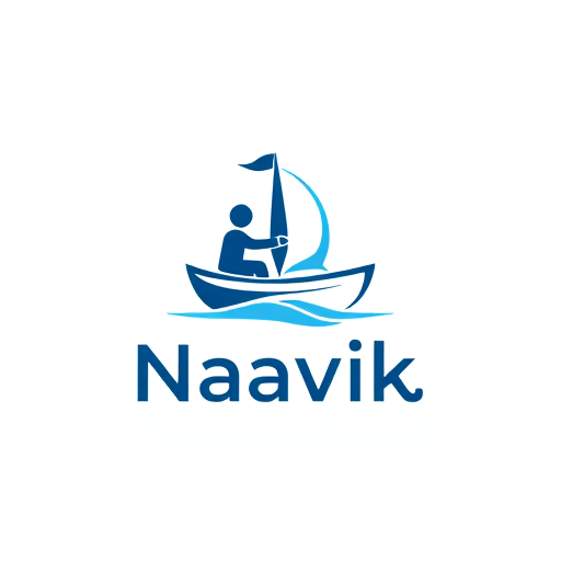 Professional logo design. Logo Prompt (for AI image generation):

A creative, modern logo showing a Naavik (sailor) and a Customer sailing together in the same boat.
The Naavik (sailor) should appear as the main effort-making person — steering, rowing, or managing the sail — while the Customer is calmly guiding or pointing the direction.
The concept should represent collaboration, guidance, and partnership.
Style: minimal, professional, clean lines, inspired by the existing Naavik logo (attached reference).
Use colors and shapes that convey trust, teamwork, and progress — such as blue, white, and soft gold accents.
The design should look great for both digital and print, with a symbol + name layout (where text “Naavik” or your brand name can be added below or beside the icon).
The overall tone should feel forward-moving, purposeful, and human-centered — showing that the Naavik leads with effort while the Customer collaborates to reach success.