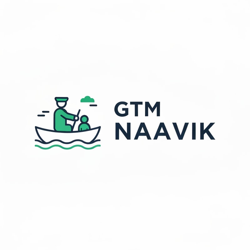 Minimal and modern logo design for a digital marketing agency named “GTM Naavik”.
Concept: a naavik (sailor) steering a simple boat in calm water, symbolizing guiding customers toward success.
Include a small person (customer) sitting peacefully inside the boat.
Style: flat vector, clean lines, minimalistic, and professional.
Use main colors #0A3D62 (deep navy blue) and #1ABC9C (teal green) only.
Typography: modern sans-serif, clean and balanced, text “GTM Naavik” beside or below the icon.
Background: plain white or transparent.
Emphasize trust, guidance, and digital growth with a sleek, contemporary look.