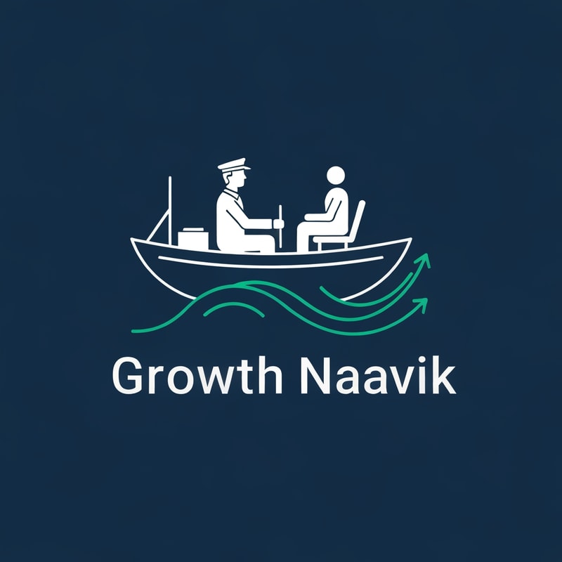 Create a minimal and negative space logo for a digital marketing company named “Growth Naavik.”
Concept:
The logo should creatively combine the ideas of “Growth” and “Naavik” (sailor).
Depict a boat (naav) sailing smoothly on stylized waves, symbolizing growth and progress.
Show a Naavik (sailor) calmly steering the boat and a customer sitting comfortably, representing partnership and trust — the sailor guiding the customer’s journey to success.
Use negative space smartly to form the boat, waves, or growth elements (like an upward wave or subtle arrow).
The overall feel should be professional, peaceful, and inspiring, reflecting creativity and smooth guidance.
Style:
Minimal & Flat Design
Symbolic and Balanced Composition
Clean lines with modern geometry
Peaceful, trustworthy, and creative tone
Emphasize “Growth” through upward motion or wave flow
Color Palette:
Deep Navy Blue (#0A3D62) — for professionalism and trust
Turquoise Green (#1ABC9C) — for growth and creativity
Typography:
Use a clean, sans-serif font for “Growth Naavik,” with the text placed below the icon for balance.
