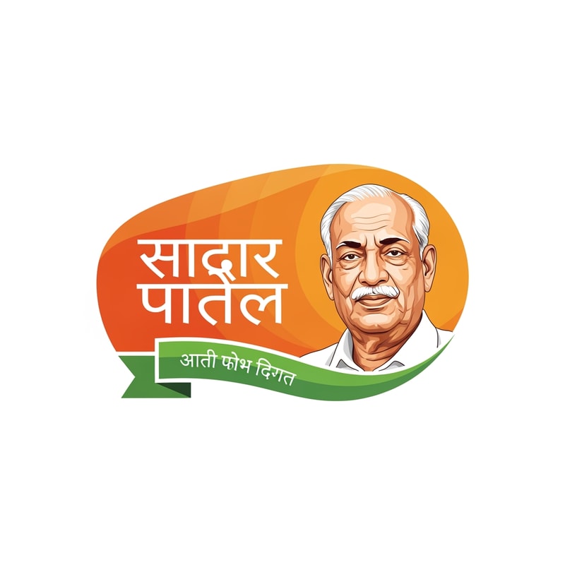 Create a premium vector logo for "सरदार रथयात्रा" inspired by Indian culture and heritage.
Layout:
No shield shape. Use a clean rounded or organic logo shape similar to the reference but simpler and modern.
Main highlight:
A realistic illustrated portrait of Sardar Vallabhbhai Patel on the right side, same facial style as the reference image, respectful and detailed vector illustration.
Color palette strictly:
Primary color: #ff9c53
Secondary color: #77a76a
Use smooth gradients and subtle highlights.
Important requirements:
- Keep the main Hindi text exactly: "सरदार रथयात्रा"
- Tagline in a ribbon style banner below: "सरदार आपके द्वार"
- Completely remove the chariot (rath) icon
- Maintain similar composition and typography style
- Make the logo look premium and modern
- Balanced spacing and clean vector lines
- Light or transparent background
- Print ready high resolution vector style
Style:
Modern Indian branding logo, flat vector, professional, minimal but elegant, 4K resolution.
logo centered composition, brand identity logo, minimalistic vector design, adobe illustrator style