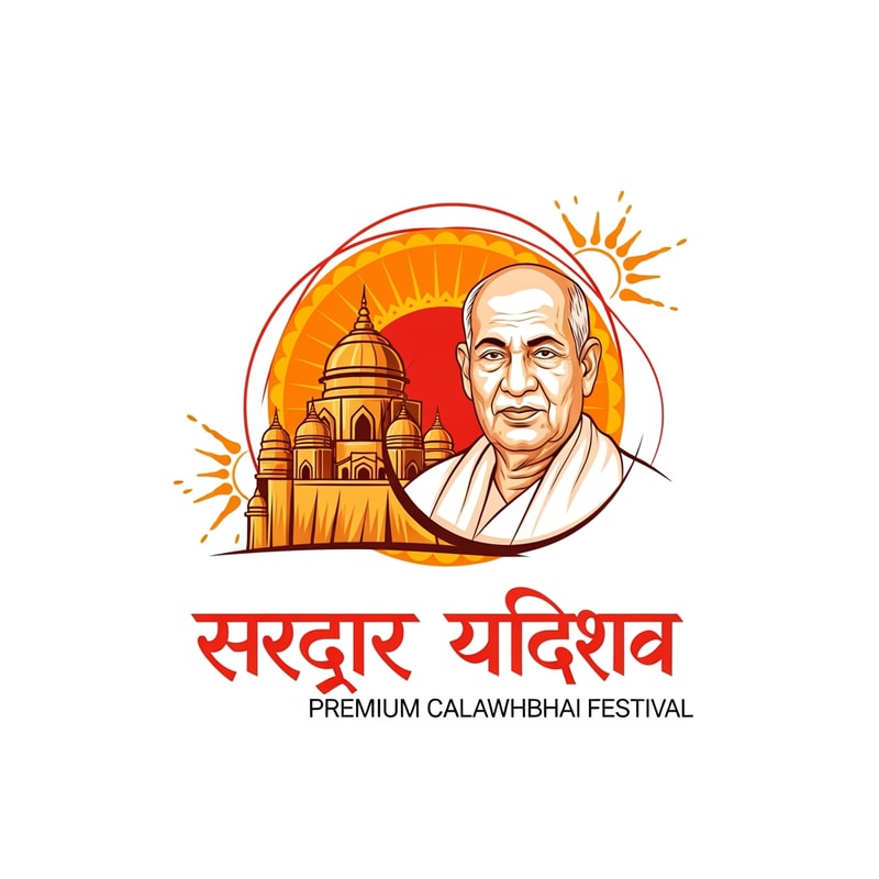 Create a premium vector logo for a cultural yatra event named "सरदार रथयात्रा".

Design style:
Festive Indian yatra theme, energetic and traditional but modern branding style.

Main highlight:
A detailed vector portrait of Sardar Vallabhbhai Patel on the right side, similar to the reference image, respectful and iconic look.

Color palette strictly:
Primary color: #ff9c53
Secondary color: #77a76a
Use smooth gradients and elegant highlights.

Important elements:
- Keep the exact Hindi text: "सरदार रथयात्रा"
- Tagline below in banner: "सरदार आपके द्वार"
- Remove the chariot (rath) icon completely
- Add subtle yatra / festival elements like:
  saffron flags, traditional Indian decorative shapes, festive patterns, spiritual journey feeling
- Clean modern vector logo design
- Balanced composition
- Professional branding
- Transparent or light background
- Ultra high resolution, print ready

Style:
Indian festival branding logo, vector illustration, modern + traditional, elegant, professional logo design.