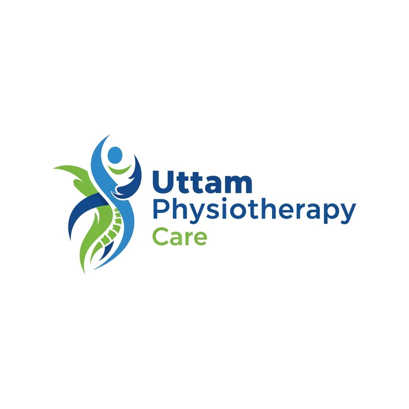 Design a clean, professional, and modern logo for a physiotherapy clinic named “Uttam Physiotherapy Care”.

The logo should clearly represent physiotherapy, physical rehabilitation, healing, movement, and care.

Include human body elements such as a spine, joint, knee, shoulder, or abstract human figure showing motion, recovery, or support.

Use a medical + wellness style, trustworthy and premium look.

Color palette must strictly use:

Green: #31D62E (health, healing, recovery)

Blue: #2058D6 (trust, medical care, professionalism)

Typography should be modern, clean, and readable, suitable for a healthcare brand.

Logo should work well on white background, and be suitable for clinic board, visiting card, website, social media, and uniform printing.

Style: minimal, professional, medical branding, vector logo, flat design, high resolution, no background text, no watermark.