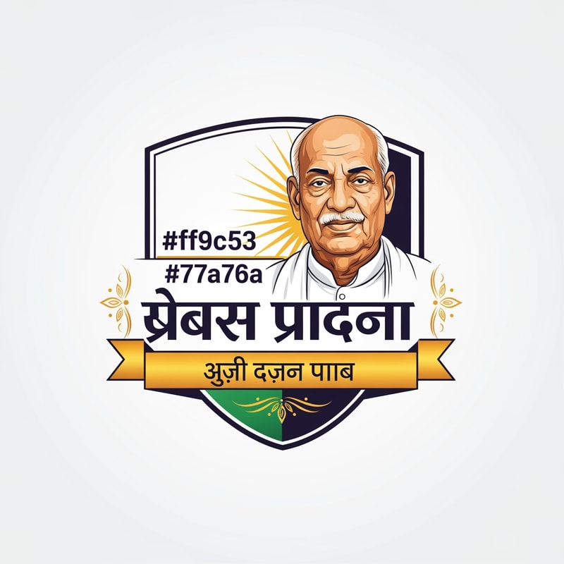 Create a premium vector logo inspired by Indian heritage for "सरदार रथयात्रा". 
The logo should have a royal shield-style shape similar to traditional Indian emblem designs.

Main focus: a realistic illustrated portrait of Sardar Vallabhbhai Patel on the right side, same style as reference (dignified, detailed vector illustration, warm lighting, respectful look).

Color palette strictly:
Primary color: #ff9c53
Secondary color: #77a76a
Use gradients and golden highlights to make it premium.

Important elements:
- Keep the exact Hindi text: "सरदार रथयात्रा"
- Tagline below in ribbon banner: "सरदार आपके द्वार"
- Remove the chariot (rath) completely
- Maintain similar composition and layout as the reference logo
- Clean vector lines, high-end branding style
- Balanced typography with bold Hindi lettering
- Minimal but elegant decorative Indian motifs
- White or light neutral background

Style:
modern + traditional Indian fusion logo, vector, print-ready, ultra high resolution, professional branding, Adobe Illustrator style.

flat vector logo, brand identity, symmetrical composition, minimal shadows, crisp edges, 4k, print ready