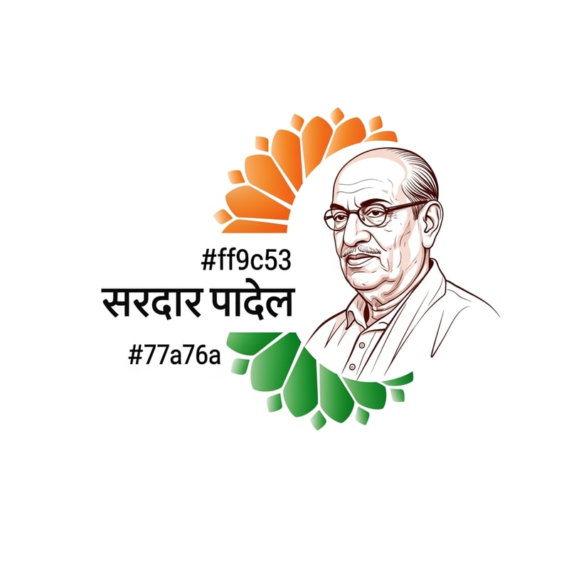 Create a premium vector logo for a cultural yatra event named "सरदार रथयात्रा".

Design style:
Festive Indian yatra theme, energetic and traditional but modern branding style.

Main highlight:
A detailed vector portrait of Sardar Vallabhbhai Patel on the right side, similar to the reference image, respectful and iconic look.

Color palette strictly:
Primary color: #ff9c53
Secondary color: #77a76a
Use smooth gradients and elegant highlights.

Important elements:
- Keep the exact Hindi text: "सरदार रथयात्रा"
- Tagline below in banner: "सरदार आपके द्वार"
- Remove the chariot (rath) icon completely
- Add subtle yatra / festival elements like:
  saffron flags, traditional Indian decorative shapes, festive patterns, spiritual journey feeling
- Clean modern vector logo design
- Balanced composition
- Professional branding
- Transparent or light background
- Ultra high resolution, print ready

Style:
Indian festival branding logo, vector illustration, modern + traditional, elegant, professional logo design.