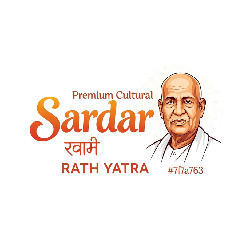 Create a premium vector logo for a cultural yatra event named "सरदार रथयात्रा".

Design style:
Festive Indian yatra theme, energetic and traditional but modern branding style.

Main highlight:
A detailed vector portrait of Sardar Vallabhbhai Patel on the right side, similar to the reference image, respectful and iconic look.

Color palette strictly:
Primary color: #ff9c53
Secondary color: #77a76a
Use smooth gradients and elegant highlights.

Important elements:
- Keep the exact Hindi text: "सरदार रथयात्रा"
- Tagline below in banner: "सरदार आपके द्वार"
- Remove the chariot (rath) icon completely
- Add subtle yatra / festival elements like:
  saffron flags, traditional Indian decorative shapes, festive patterns, spiritual journey feeling
- Clean modern vector logo design
- Balanced composition
- Professional branding
- Transparent or light background
- Ultra high resolution, print ready

Style:
Indian festival branding logo, vector illustration, modern + traditional, elegant, professional logo design.