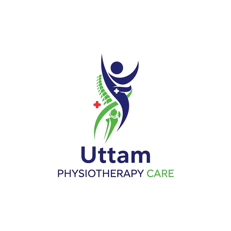 Design a clean, professional, and modern logo for a physiotherapy clinic named “Uttam Physiotherapy Care”.

The logo should clearly represent physiotherapy, physical rehabilitation, healing, movement, and care.

Include human body elements such as a spine, joint, knee, shoulder, or abstract human figure showing motion, recovery, or support.

Use a medical + wellness style, trustworthy and premium look.

Color palette must strictly use:

Green: #31D62E (health, healing, recovery)

Blue: #2058D6 (trust, medical care, professionalism)

Typography should be modern, clean, and readable, suitable for a healthcare brand.

Logo should work well on white background, and be suitable for clinic board, visiting card, website, social media, and uniform printing.

Style: minimal, professional, medical branding, vector logo, flat design, high resolution, no background text, no watermark.