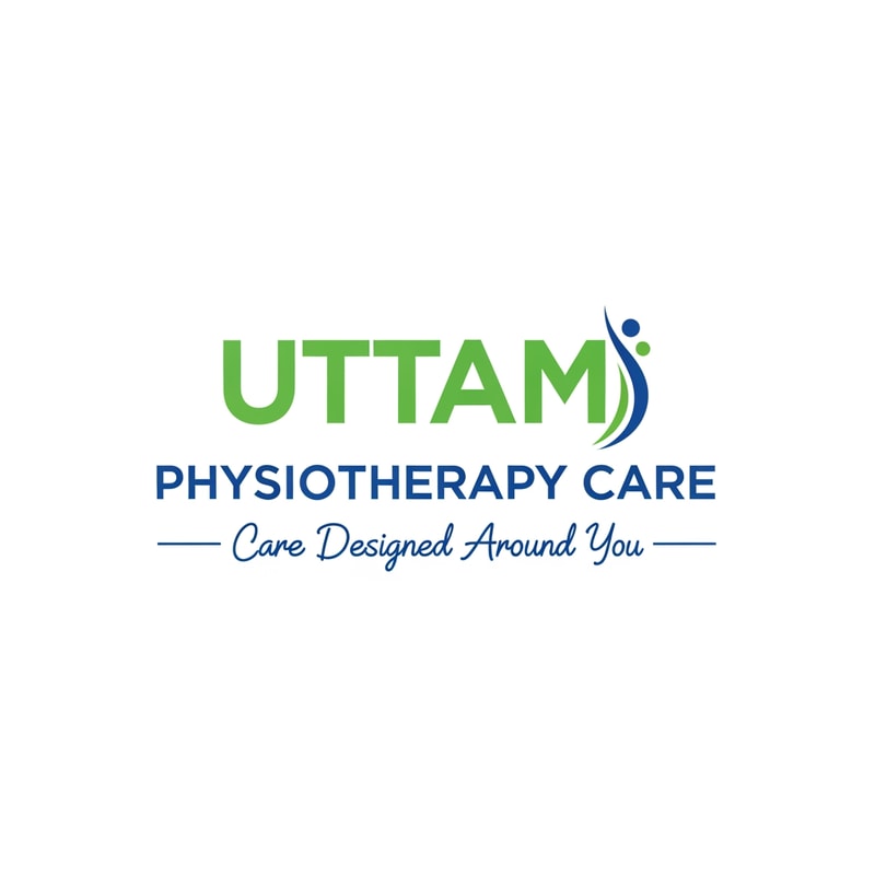 Create a premium text-based logo for Uttam Physiotherapy Care using clean sans-serif typography.
Emphasize the word “Uttam” slightly using color or font weight.
Tagline “Care Designed Around You” in a thin, elegant style below the name.
Minimal healthcare branding, green and blue color palette only, flat vector logo.