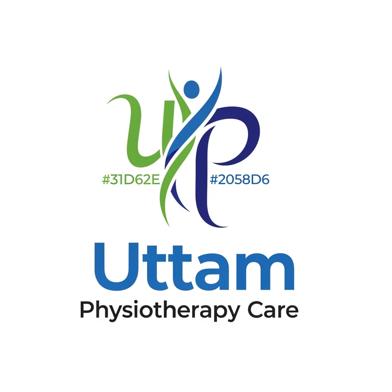 please create Uttam Physiotherapy care logo

color code = 31D62E and 2058D6