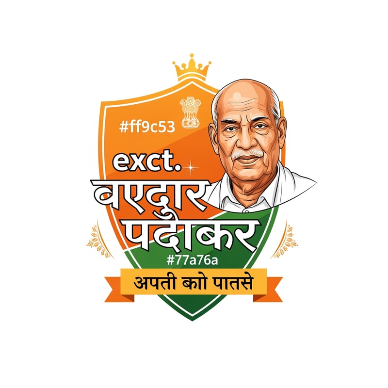 Create a premium vector logo inspired by Indian heritage for "सरदार रथयात्रा".
The logo should have a royal shield-style shape similar to traditional Indian emblem designs.
Main focus: a realistic illustrated portrait of Sardar Vallabhbhai Patel on the right side, same style as reference (dignified, detailed vector illustration, warm lighting, respectful look).
Color palette strictly:
Primary color: #ff9c53
Secondary color: #77a76a
Use gradients and golden highlights to make it premium.
Important elements:
- Keep the exact Hindi text: "सरदार रथयात्रा"
- Tagline below in ribbon banner: "सरदार आपके द्वार"
- Remove the chariot (rath) completely
- Maintain similar composition and layout as the reference logo
- Clean vector lines, high-end branding style
- Balanced typography with bold Hindi lettering
- Minimal but elegant decorative Indian motifs
- White or light neutral background
Style:
modern + traditional Indian fusion logo, vector, print-ready, ultra high resolution, professional branding, Adobe Illustrator style.
flat vector logo, brand identity, symmetrical composition, minimal shadows, crisp edges, 4k, print ready