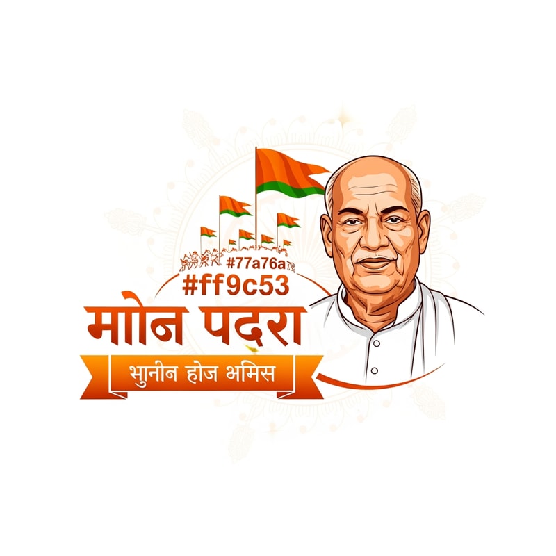 Design a premium vector logo for a cultural Indian event named "सरदार रथयात्रा".

Concept:
The logo should represent a spiritual journey (yatra), heritage, and leadership. 
The design must look grand, traditional, and suitable for a large public event or campaign.

Main focus:
A detailed and dignified vector portrait of Sardar Vallabhbhai Patel on the right side, similar style to the reference image, clean illustration, iconic Indian leader look, warm lighting, respectful expression.

Typography:
Bold Hindi typography for the title:
"सरदार रथयात्रा"

Tagline below in a ribbon banner:
"सरदार आपके द्वार"

Color palette (strictly use only these):
Primary: #ff9c53
Secondary: #77a76a
Use elegant gradients, subtle gold-like highlights, and premium contrast.

Important changes:
- Remove the chariot (rath) icon completely
- Instead add subtle yatra elements like:
  saffron flags, spiritual decorative patterns, Indian cultural motifs
- The logo should feel dynamic like a journey or procession
- Balanced layout similar to the reference design
- Premium event branding quality

Style:
Modern Indian festival logo, clean vector illustration, flat design with soft gradients, professional branding, Adobe Illustrator style.

Output:
Ultra high resolution, print ready, sharp vector logo, white or transparent background, centered composition, crisp edges, minimal clutter.