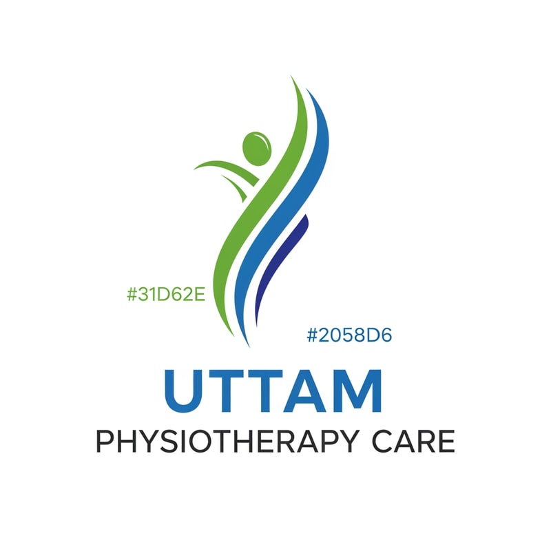 please create Uttam Physiotherapy care logo
color code = 31D62E and 2058D6