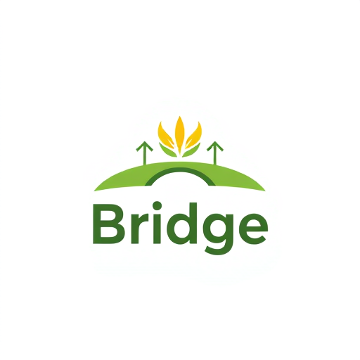 Professional logo design. Logo Design:"Design a modern, minimalistic logo for a mobile app called 'Bridge'. The app helps farmers order farm essentials like wheat, milk, and groceries quickly, similar to Instamart. The logo should combine elements of a bridge (symbolizing connection and trust) with soft agricultural motifs (like a wheat stalk or leaf). Use a clean geometric style, flat design, and bold, modern typography. Color palette should be fresh and approachable — shades of green for agriculture, with a touch of yellow or orange for energy and warmth. The design must look professional, scalable, and suitable as an app icon." 