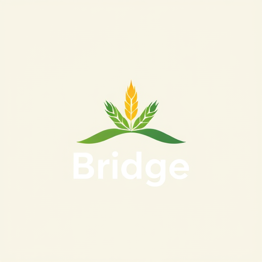Professional logo design. Logo Design:"Design a modern, minimalistic logo for a mobile app called 'Bridge'. The app helps farmers order farm essentials like wheat, milk, and groceries quickly, similar to Instamart. The logo should combine elements of a bridge (symbolizing connection and trust) with soft agricultural motifs (like a wheat stalk or leaf). Use a clean geometric style, flat design, and bold, modern typography. Color palette should be fresh and approachable — shades of green for agriculture, with a touch of yellow or orange for energy and warmth. The design must look professional, scalable, and suitable as an app icon."