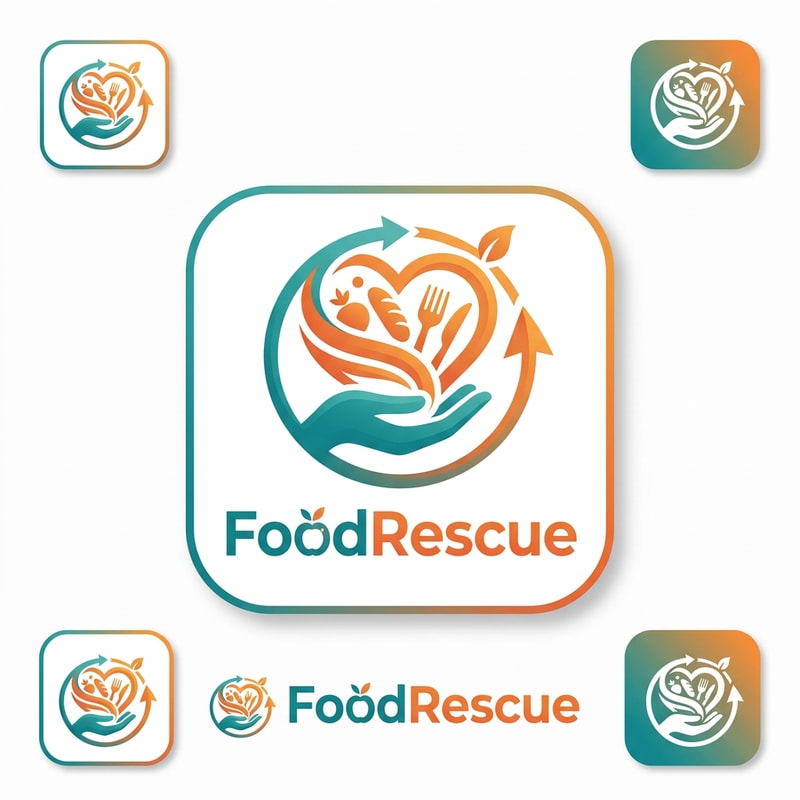 create a app logo of foodrescue diffrents morden looks