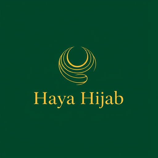 Professional logo design. Design an elegant and minimal premium logo for a modest wear brand named Haya Hijab. Use a luxurious emerald green background with golden typography and accents with arabic inspired calligraphy. The logo should feature a clean, modern serif or Arabic-inspired font for the text. Integrate subtle elements such as a crescent moon, flowing hijab silhouette, or abstract fabric lines to symbolize grace and modesty. Keep the design minimal yet stylish, focusing on sophistication and luxury branding suitable for high-end fashion.