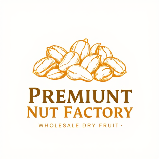 Professional logo design.  this is the logo for Premium Nut FactoryThe logo features several nuts and legumes in a sketch-like, golden-brown style, including what looks like peanuts and some shelled seeds. Below the main company name, the tagline reads: WHOLESALE DRY FRUIT