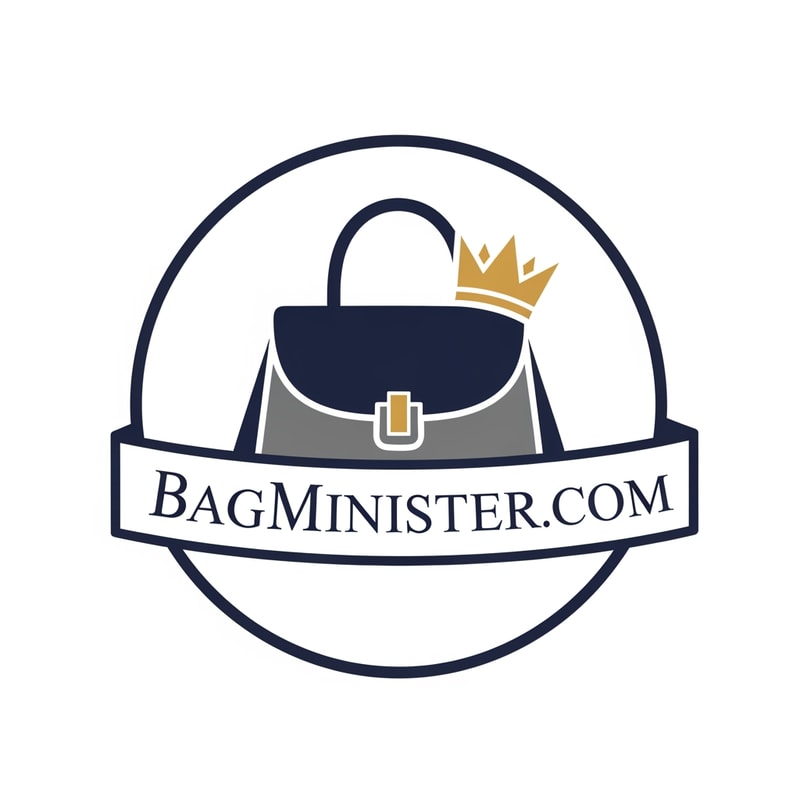 i want to create a  logo in circle layout for a brand called BagMinister.com keep it bit realte to bags