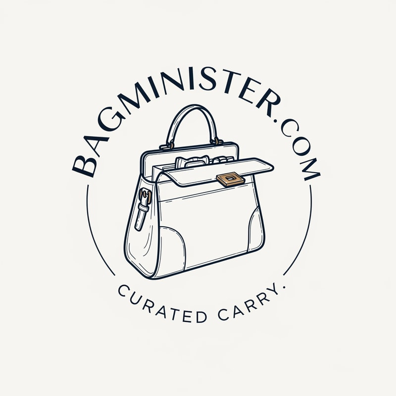 i want to create a  logo in circle layout for a brand called BagMinister.com keep it bit realte to bags
