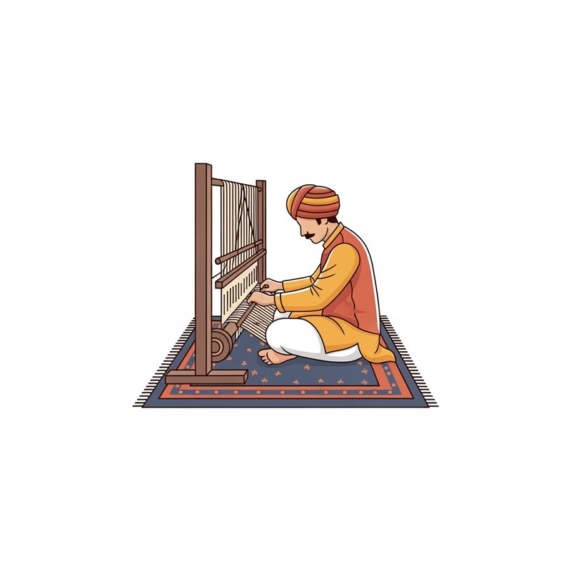 generate an logo of a indian man making a rug keep it simple