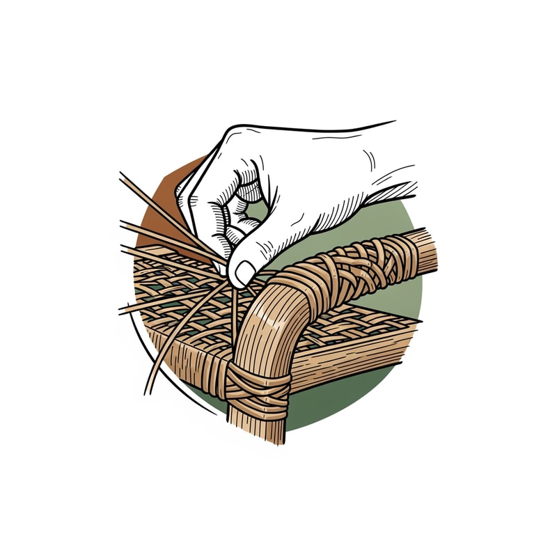 generate an logo of a hand making weaving furniture