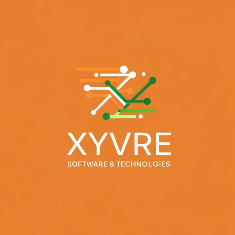 Professional logo design. Minimalist logo for a futuristic technology company named "Xyvre Software & Technologies": Abstract geometric representation of interconnected data streams, Saffron, White, and Green color palette. Clean sans-serif typography, Sleek and modern design, sharp lines and subtle gradients, solid background.