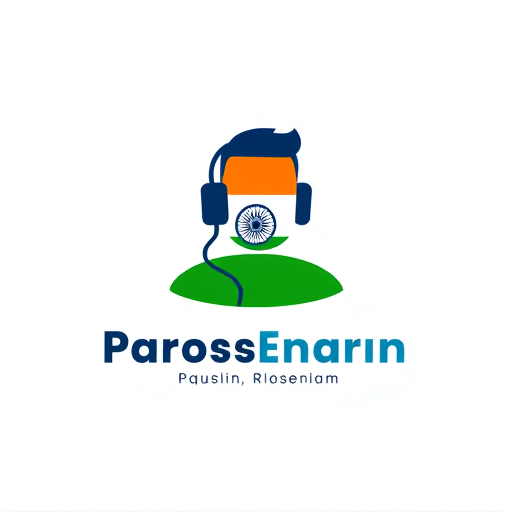 Professional logo design. a person with a speaker and on the person image attached a indian flag