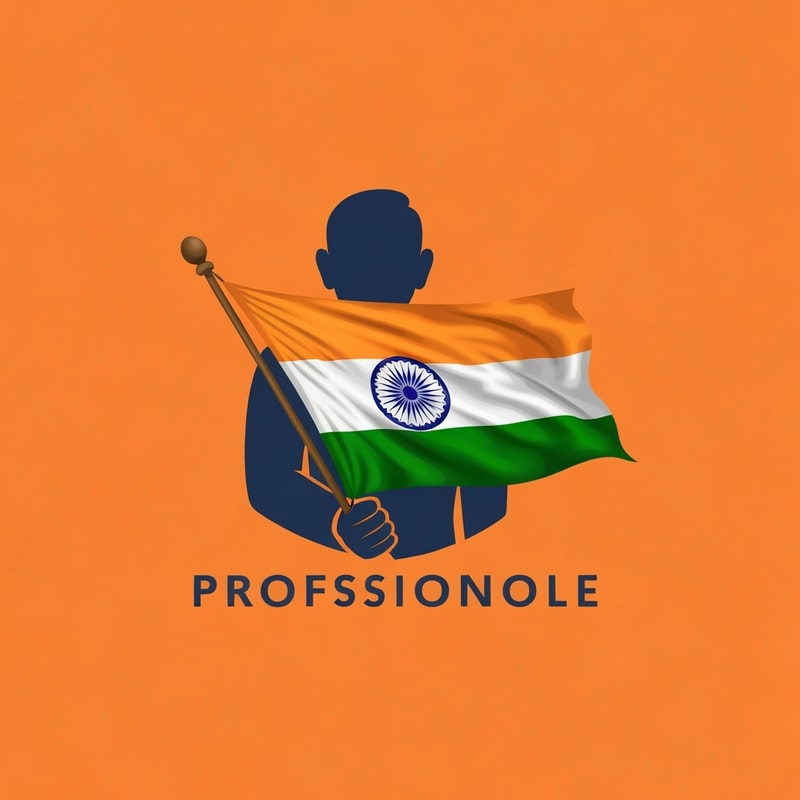 Professional logo design. a person with a speaker and on the person image attached a indian flag