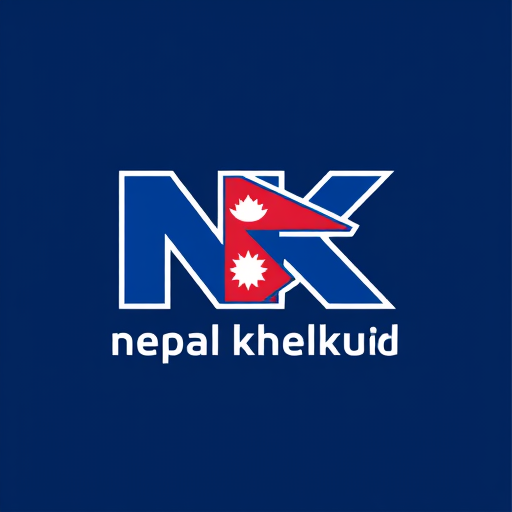 Professional logo design. logo with channel name Nepal Khelkud, where it show NK and K is replace by Nepal Flag, and Write nepal kehlkud below the logo, with nepal flag colur background