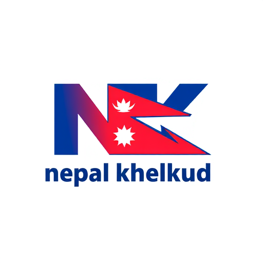 Professional logo design. logo with channel name Nepal Khelkud, where it show NK and K is replace by Nepal Flag, and Write nepal kehlkud below the logo, with nepal flag colur background