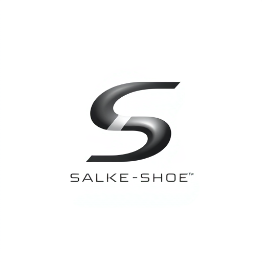 Professional logo design. Letterform for a modern and sleek shoe brand named "S": A stylized, abstract "S" that subtly hints at the curve of a shoe sole or a dynamic stride, with clean lines and a sense of movement. A sophisticated monochromatic palette of deep charcoal grey and stark white, with a subtle metallic silver accent. Typography should be a clean, sans-serif font that is modern and legible. Design with influence from Bauhaus and mid-century modernism, focusing on geometric shapes and negative space. Visual execution will be flat design with subtle gradients or textures to add depth. White background.