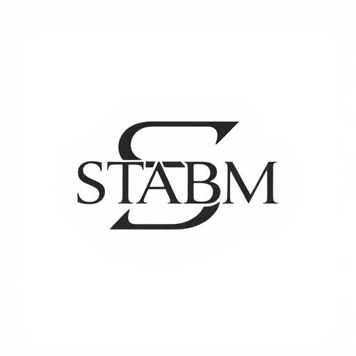Professional logo design. Letterform for a premium and elegant sneaker brand named "STABM": A sophisticated, abstract jordan sneaker logo suggesting speed and elevated style, deep charcoal, and a hint of off-white, A sleek, modern sans-serif typeface with subtle sharp edges to echo the brand initial, Modern, minimalist, luxury, with subtle art deco influences, A clean, geometric representation with a focus on sharp lines and balanced negative space, White background.