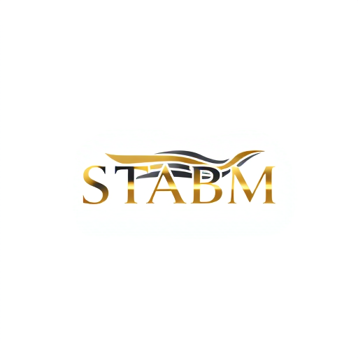 Professional logo design. Letterform for a premium and elegant sneaker brand named "STABM": A sophisticated, abstract sneaker logo integrated with a subtle, stylized wing or upward curve, suggesting speed and elevated style, Metallic gold, deep charcoal, and a hint of off-white, A sleek, modern sans-serif typeface with subtle sharp edges to echo the brand initial, Modern, minimalist, luxury, with subtle art deco influences, A clean, geometric representation with a focus on sharp lines and balanced negative space, White background.