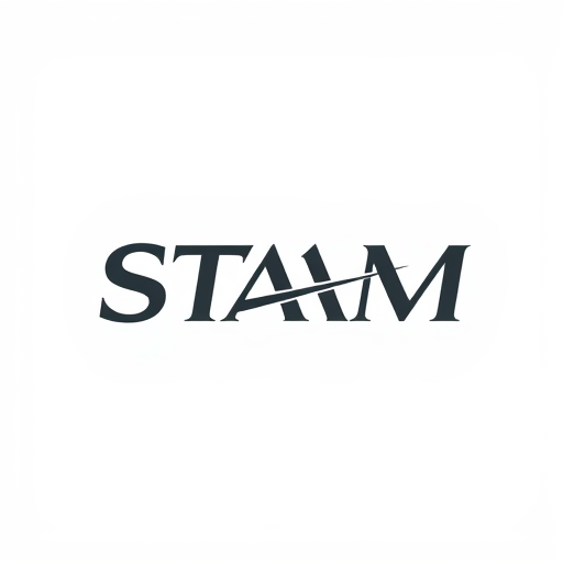 Professional logo design. Letterform for a premium and elegant sneaker brand named "STABM": A sophisticated, abstract NIKE sneaker logo suggesting speed and elevated style, deep charcoal, and a hint of off-white, A sleek, modern sans-serif typeface with subtle sharp edges to echo the brand initial, Modern, minimalist, luxury, with subtle art deco influences, A clean, geometric representation with a focus on sharp lines and balanced negative space, White background.