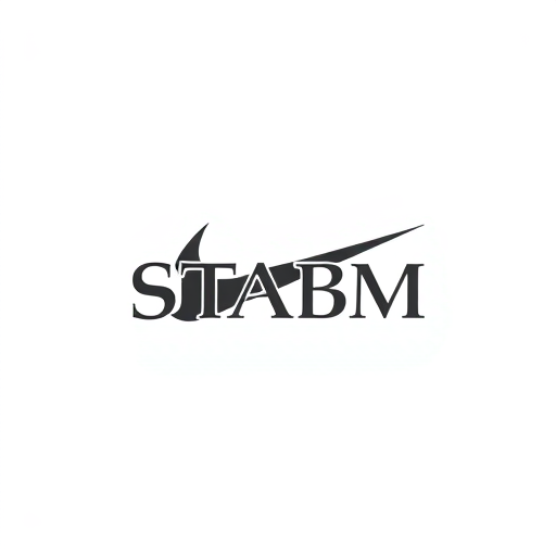 Professional logo design. Letterform for a premium and elegant sneaker brand named "STABM": A sophisticated, abstract NIKE sneaker logo suggesting speed and elevated style, deep charcoal, and a hint of off-white, A sleek, modern sans-serif typeface with subtle sharp edges to echo the brand initial, Modern, minimalist, luxury, with subtle art deco influences, A clean, geometric representation with a focus on sharp lines and balanced negative space, White background.
