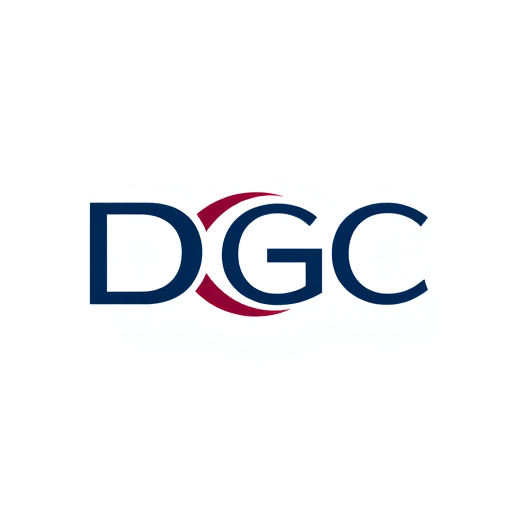 Professional logo design. Letterform for a professional consulting firm named "DGC": Interlocking "DGC" with a modern and sophisticated aesthetic. Navy blue and a subtle accent of deep burgundy. A clean typeface for the letters. Design with a strong emphasis on geometric precision and balance, drawing inspiration from minimalist architecture and Swiss design. Executed with sharp lines, subtle gradients for depth, and negative space to enhance legibility. Solid white background.