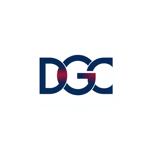 Professional logo design. Letterform for a professional consulting firm named "DGC": Interlocking "DGC" with a modern and sophisticated aesthetic. Navy blue and a subtle accent of deep burgundy. A clean typeface for the letters. Design with a strong emphasis on geometric precision and balance, drawing inspiration from minimalist architecture and Swiss design. Executed with sharp lines, subtle gradients for depth, and negative space to enhance legibility. Solid white background.