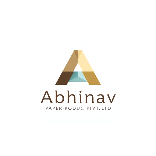 Professional logo design. Minimalist for a paper product manufacturer named "Abhinav Paper Product Pvt Ltd": Clean lines and geometric shapes representing paper folding and precision, a muted palette of earth tones and subtle blues, a modern sans-serif font. Design with a focus on the Japanese art of origami, a subtle embossed effect on the "A" or the company name, and a plain white background.