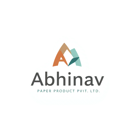 Professional logo design. Minimalist for a paper product manufacturer named "Abhinav Paper Product Pvt Ltd": Clean lines and geometric shapes representing paper folding and precision, a muted palette of earth tones and subtle blues, a modern sans-serif font. Design with a focus on the Japanese art of origami, a subtle embossed effect on the "A" or the company name, and a plain white background.